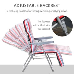 image-Set of 2 Adjustable Sun Lounger Recliner Reclining Seat Red and White
