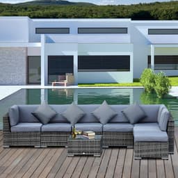 image-7-Seater Outdoor Garden Rattan Furniture Set w/ Coffee Table