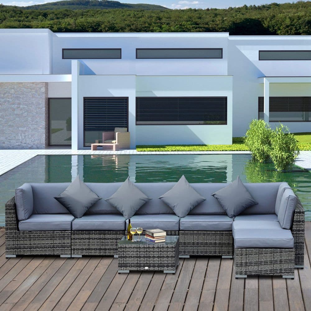 image-7-Seater Outdoor Garden Rattan Furniture Set w/ Coffee Table