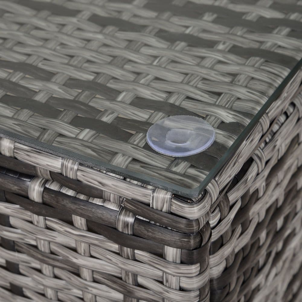 image-PE Rattan Garden Coffee Table w/ Tempered Glass Top Grey