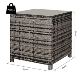 image-Tempered Glass Top Outdoor Garden Rattan Side Table Grey