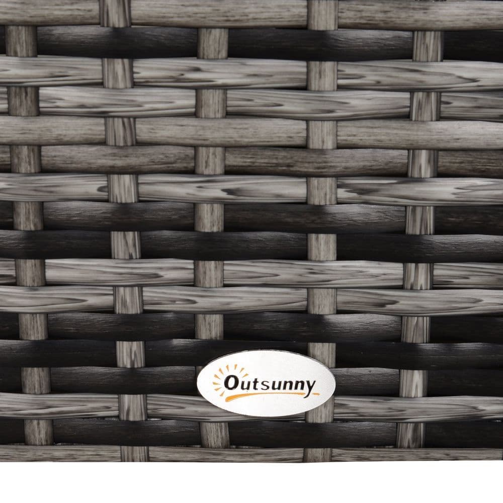 image-Tempered Glass Top Outdoor Garden Rattan Side Table Grey