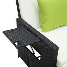 image-Rattan 2-Seater Sofa Sun Lounger Bed-Black