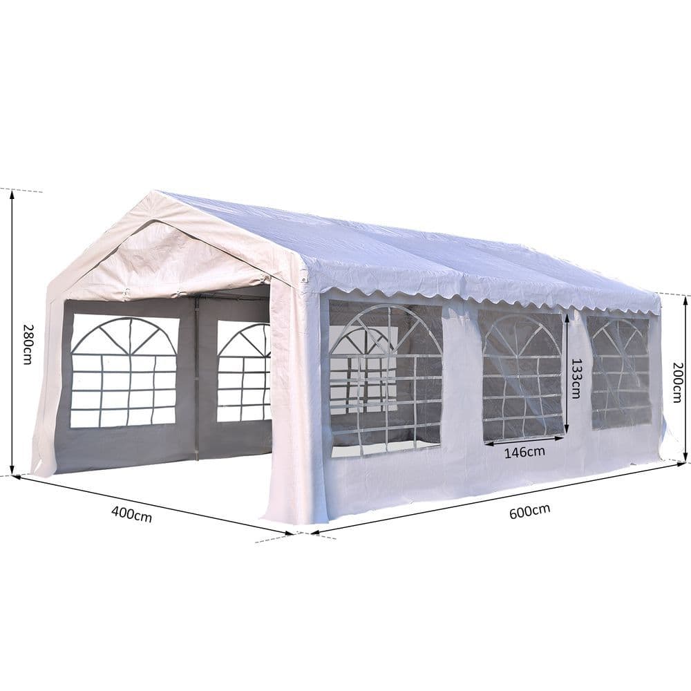 image-Gazebo Marquee Party Tent, Steel Frame-White