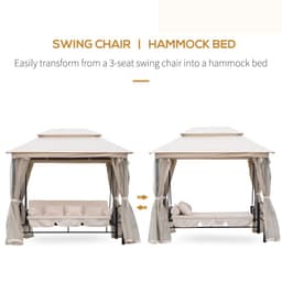 image-Outdoor 2-in-1 Convertible Swing Chair Bed 3 Seater Porch w/Nettings