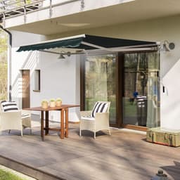 image-Manual Retractable Awning, size (2.5m x 2m)-Dark Green