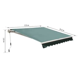 image-Manual Retractable Awning, size (2.5m x 2m)-Dark Green