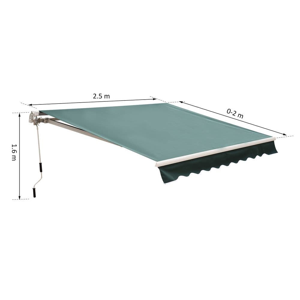 image-Manual Retractable Awning, size (2.5m x 2m)-Dark Green