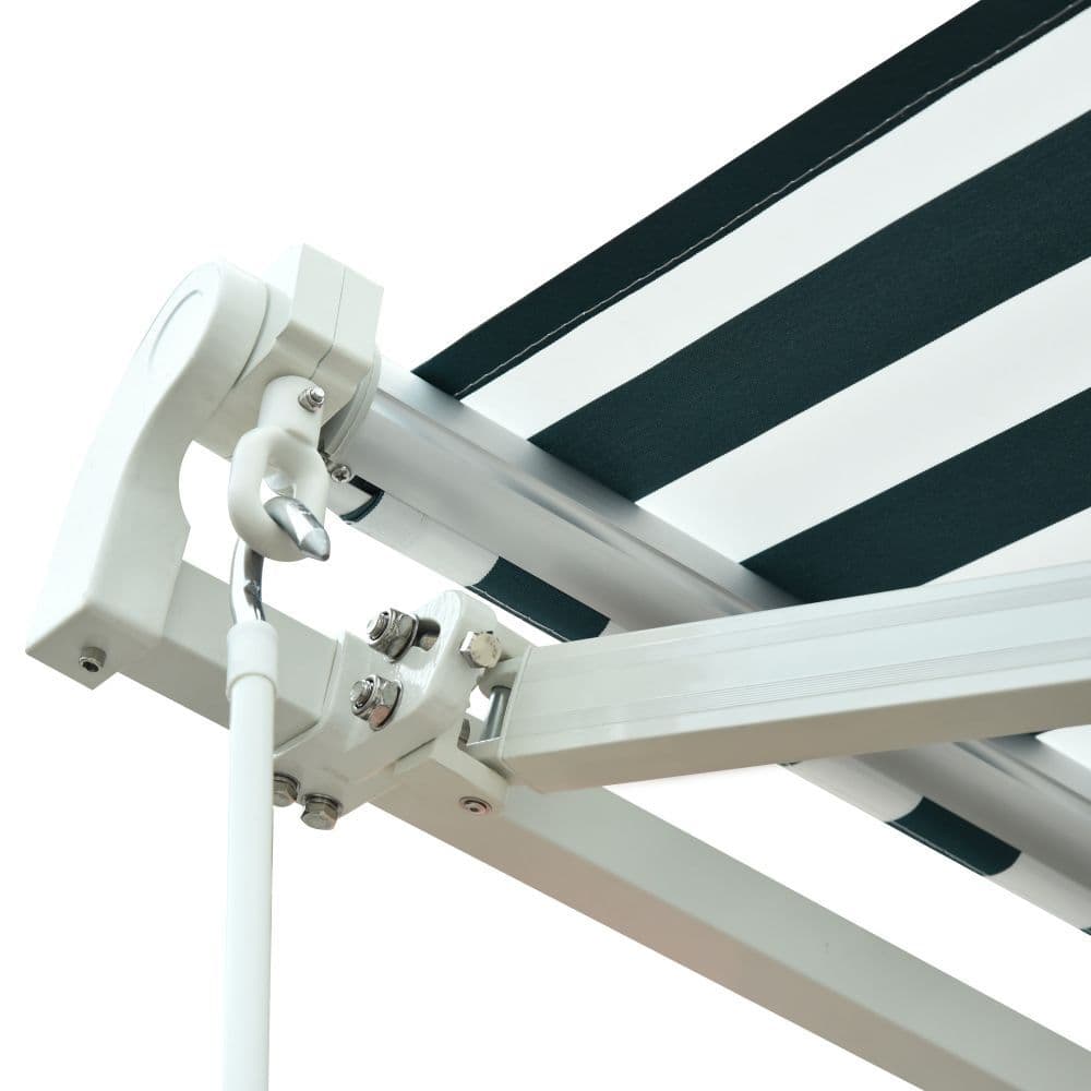 image-Manual Retractable Awning, size (3m x 2.5m)-Green/White Stripes
