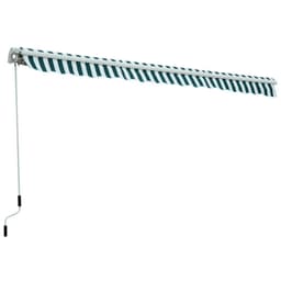 image-Manual Retractable Awning, size (3m x 2.5m)-Green/White Stripes