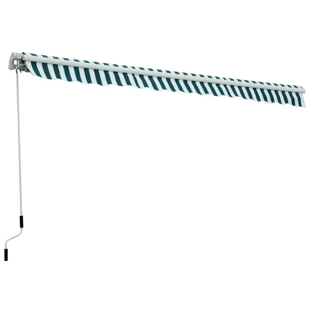 image-Manual Retractable Awning, size (3m x 2.5m)-Green/White Stripes