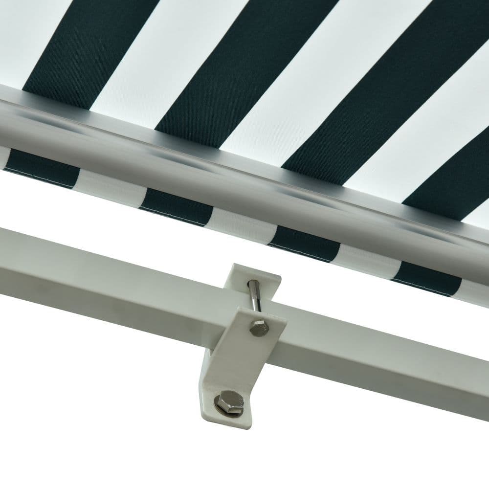 image-Manual Retractable Awning, size (3m x 2.5m)-Green/White Stripes