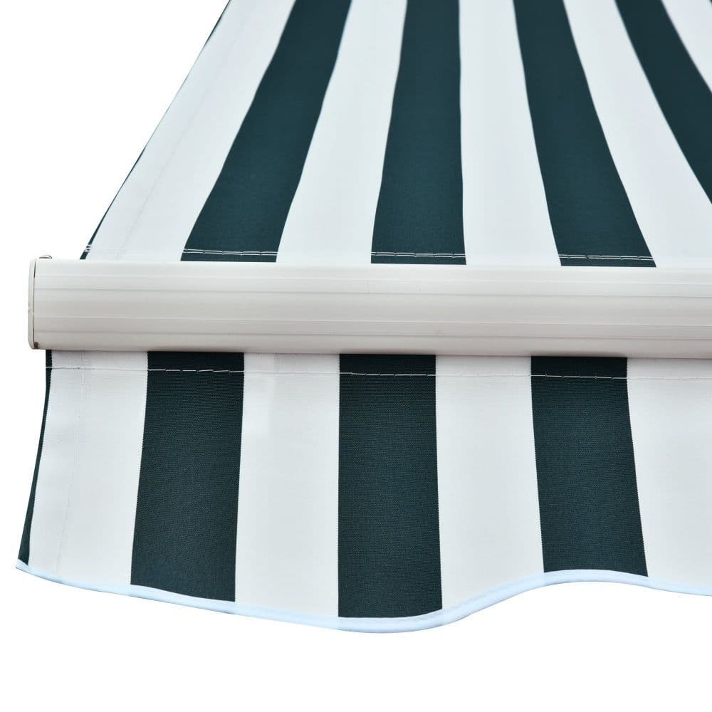 image-Manual Retractable Awning, size (3m x 2.5m)-Green/White Stripes