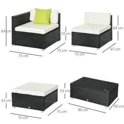 image-5 PCS Rattan Sofa Set-Black