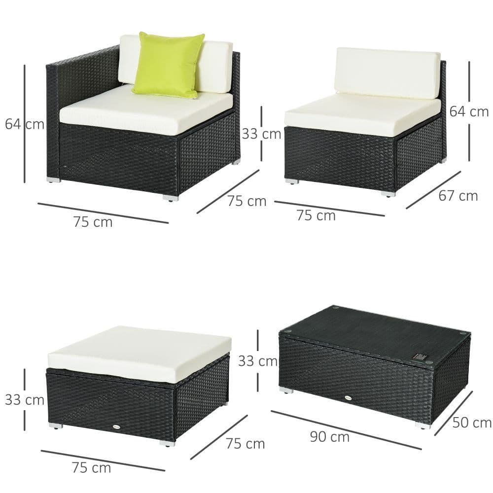 image-5 PCS Rattan Sofa Set-Black