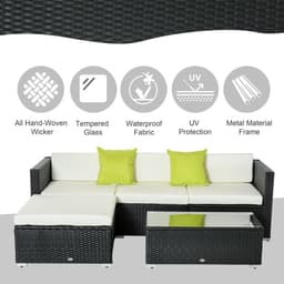 image-5 PCS Rattan Sofa Set-Black