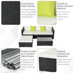 image-5 PCS Rattan Sofa Set-Black