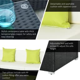 image-5 PCS Rattan Sofa Set-Black