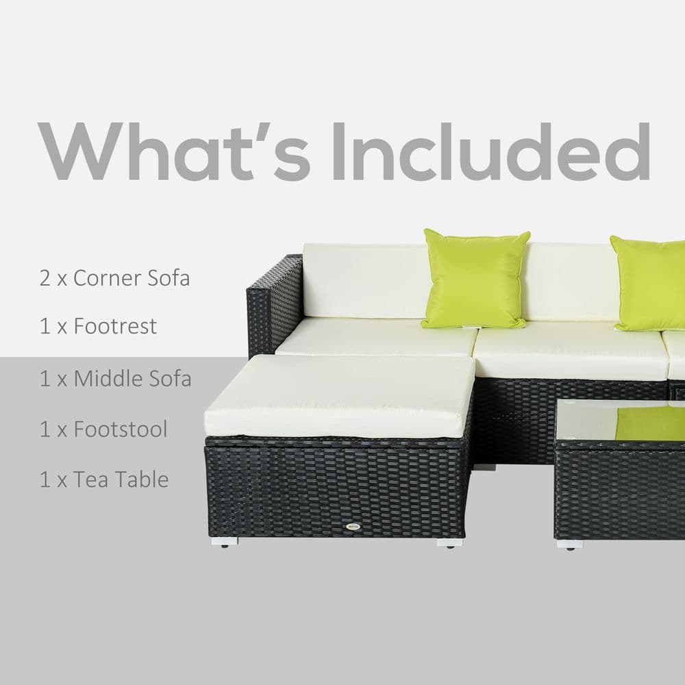 image-5 PCS Rattan Sofa Set-Black