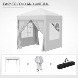 image-2mx2m Pop Up Gazebo Party Tent Canopy Marquee with Storage Bag White