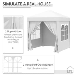 image-2mx2m Pop Up Gazebo Party Tent Canopy Marquee with Storage Bag White