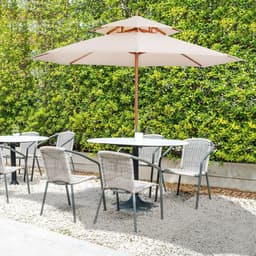 image-2.7 m Double Tier Garden Sun Umbrella Sunshade Wooden Parasol Shade Canopy