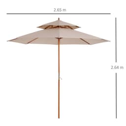 image-2.7 m Double Tier Garden Sun Umbrella Sunshade Wooden Parasol Shade Canopy
