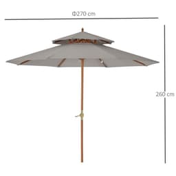 image-2.7 m Double Tier Garden Sun Umbrella Sunshade Wooden Parasol Shade Canopy