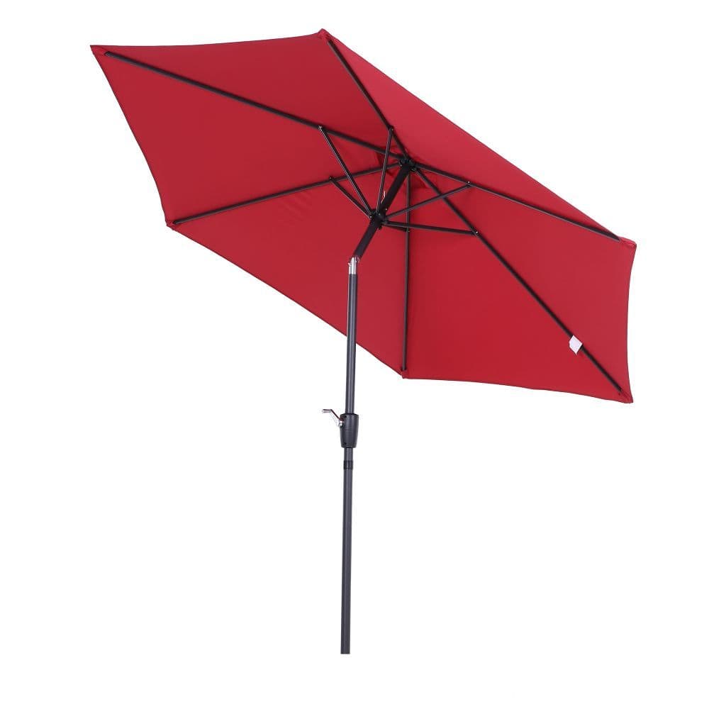 image-2.7 m Patio Umbrella, Aluminum Frame-Wine Red