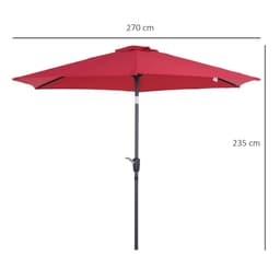 image-2.7 m Patio Umbrella, Aluminum Frame-Wine Red