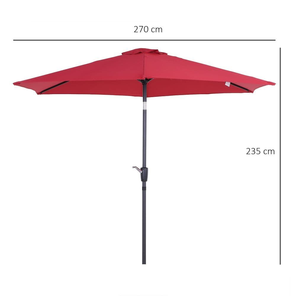 image-2.7 m Patio Umbrella, Aluminum Frame-Wine Red