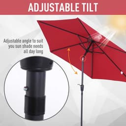 image-2.7 m Patio Umbrella, Aluminum Frame-Wine Red