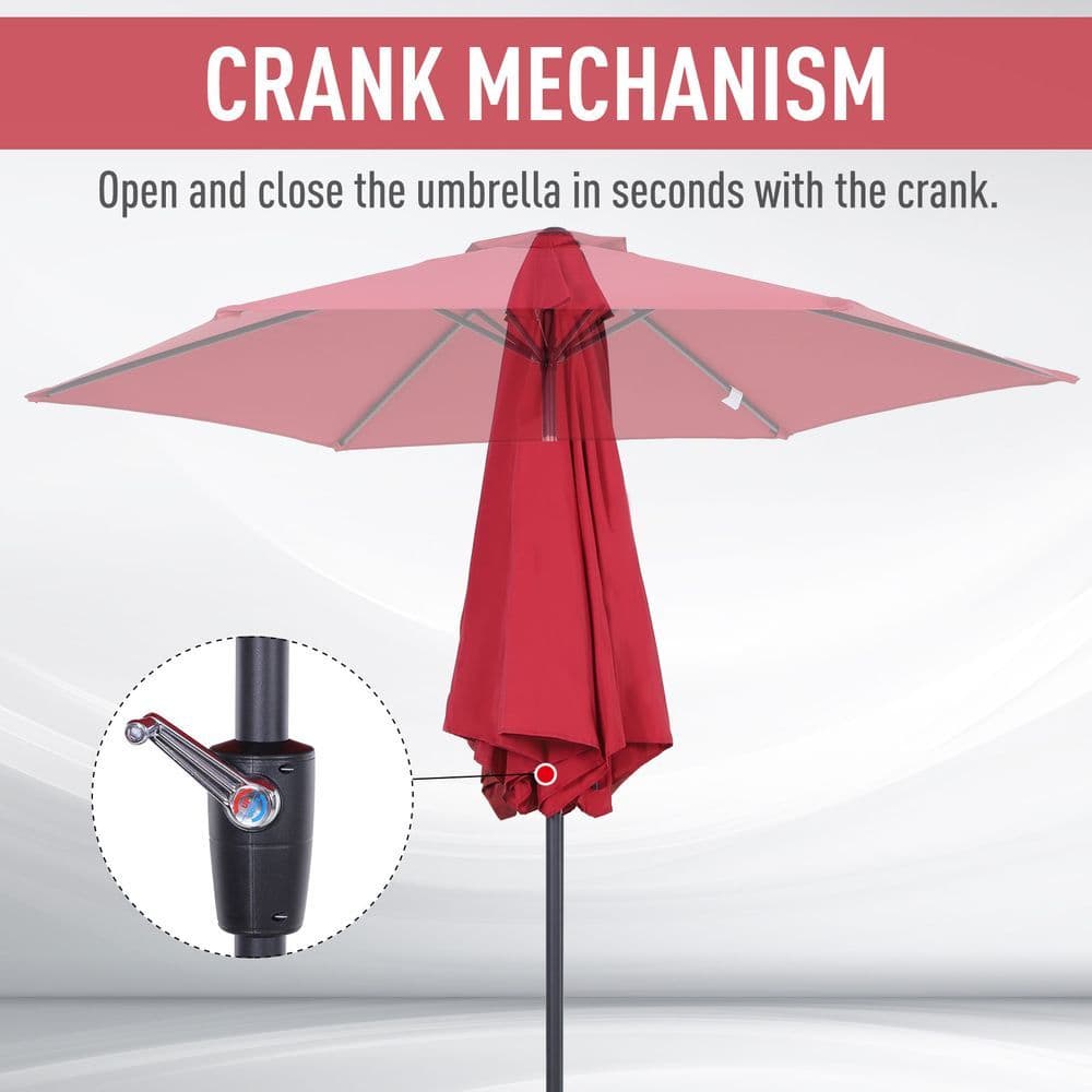 image-2.7 m Patio Umbrella, Aluminum Frame-Wine Red