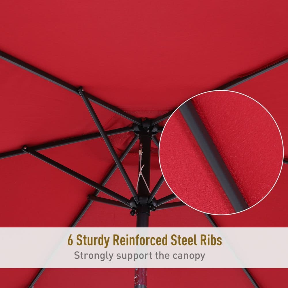 image-2.7 m Patio Umbrella, Aluminum Frame-Wine Red