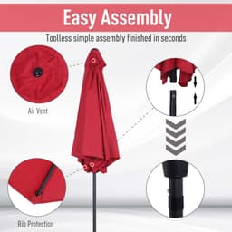 image-2.7 m Patio Umbrella, Aluminum Frame-Wine Red