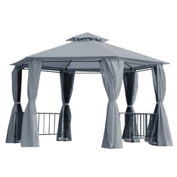 image-3 x 3(m) Gazebo Canopy 2 Tier Patio Shelter Steel for Garden Grey