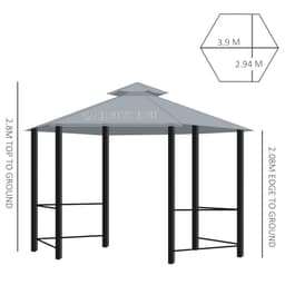 image-3 x 3(m) Gazebo Canopy 2 Tier Patio Shelter Steel for Garden Grey