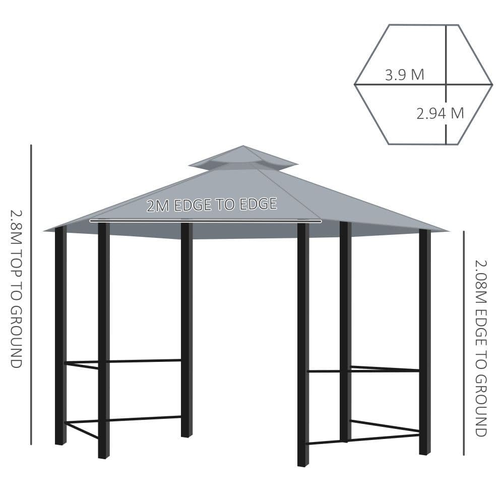 image-3 x 3(m) Gazebo Canopy 2 Tier Patio Shelter Steel for Garden Grey