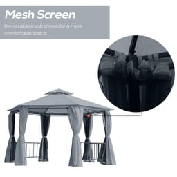 image-3 x 3(m) Gazebo Canopy 2 Tier Patio Shelter Steel for Garden Grey