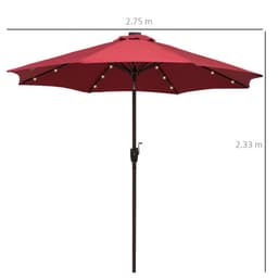 image-Umbrella Parasol 24 Solar LED-Wine Red