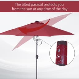 image-Umbrella Parasol 24 Solar LED-Wine Red