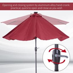 image-Umbrella Parasol 24 Solar LED-Wine Red