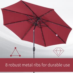 image-Umbrella Parasol 24 Solar LED-Wine Red
