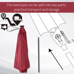image-Umbrella Parasol 24 Solar LED-Wine Red