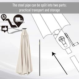 image-Garden Parasol Outdoor Tilt Sun Umbrella LED Light Hand Crank Off-white