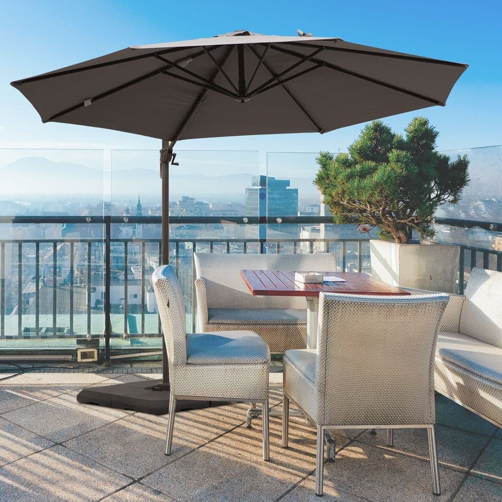 image-3m Cantilever Aluminium Frame Outdoor Garden Parasol Grey
