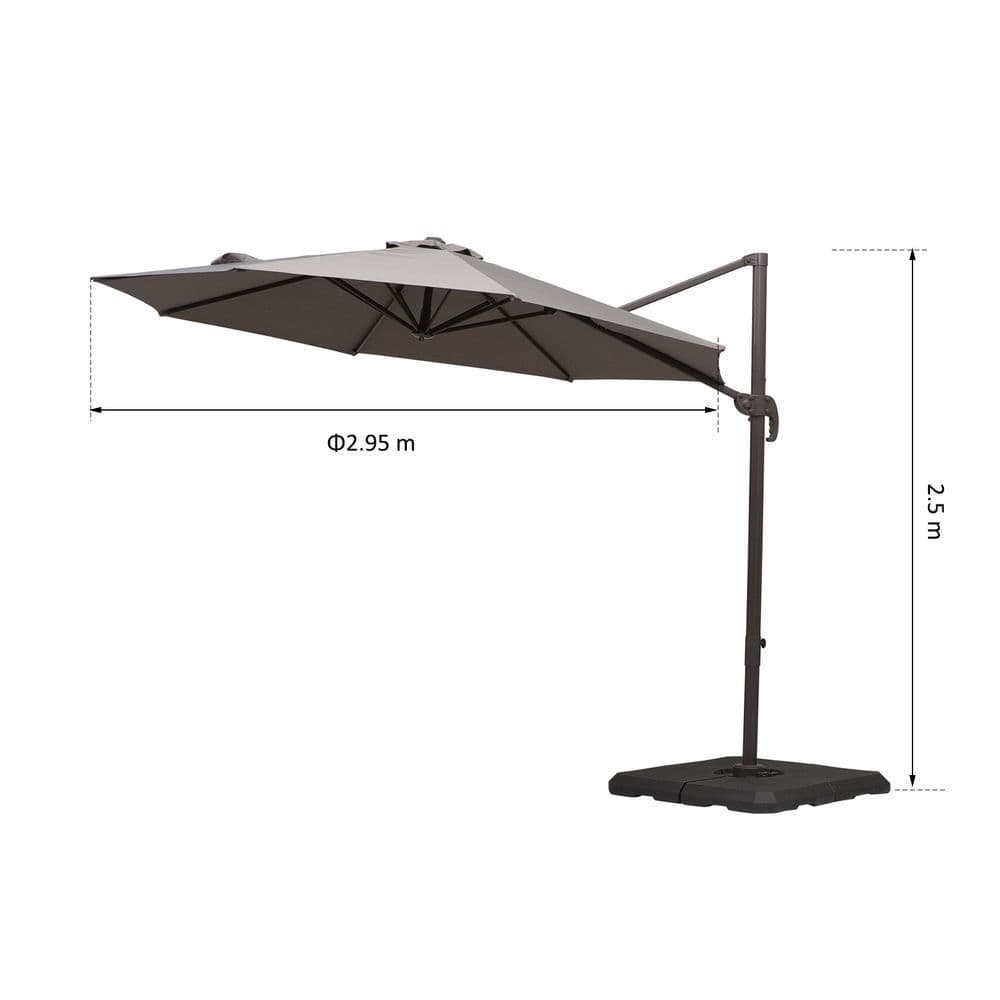 image-3m Cantilever Aluminium Frame Outdoor Garden Parasol Grey