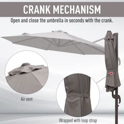 image-3m Cantilever Aluminium Frame Outdoor Garden Parasol Grey