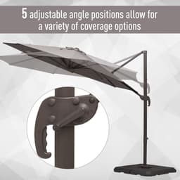 image-3m Cantilever Aluminium Frame Outdoor Garden Parasol Grey