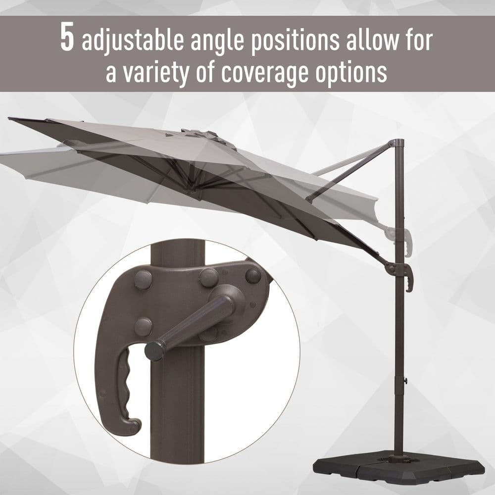 image-3m Cantilever Aluminium Frame Outdoor Garden Parasol Grey